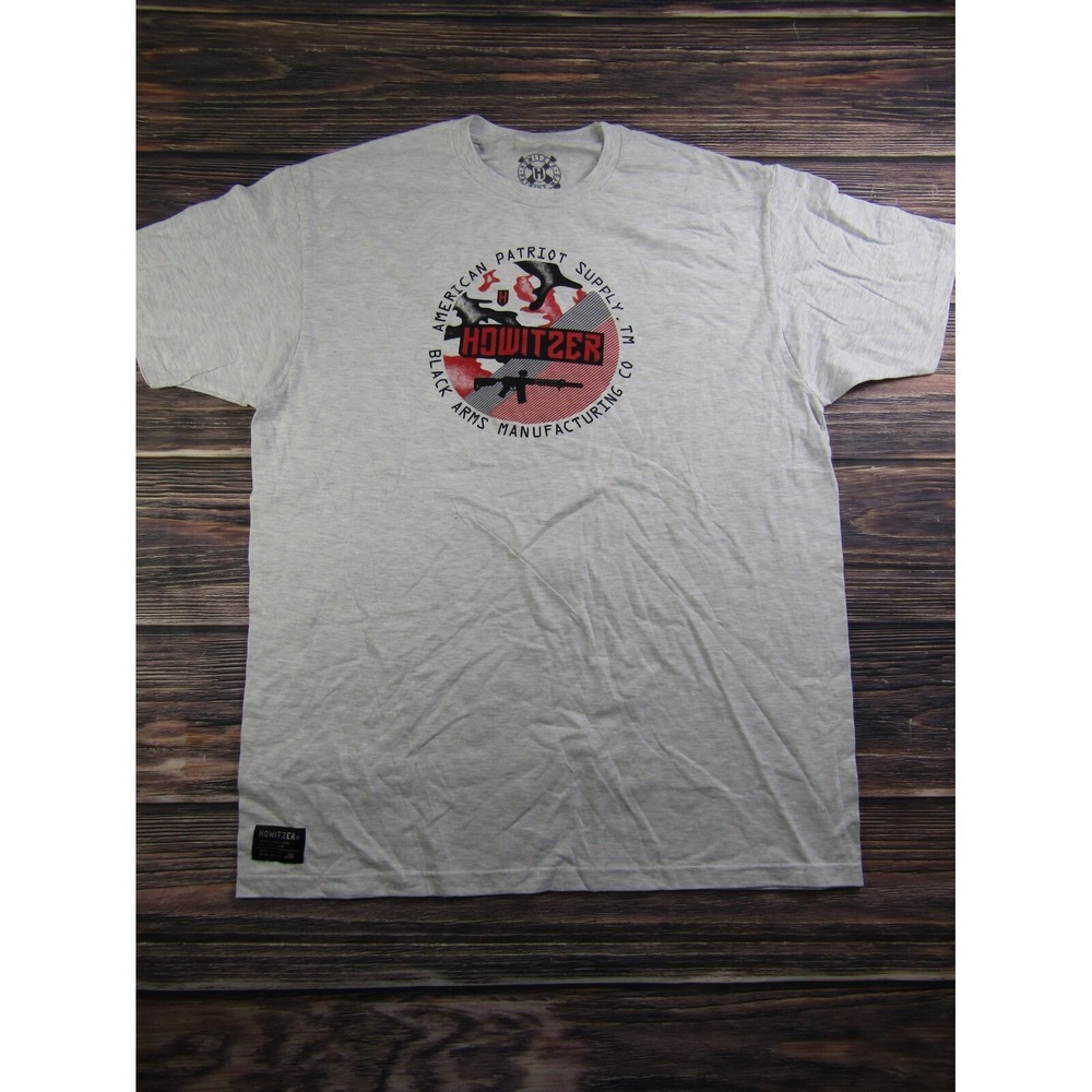 Howitzer Patriot Mens XL White T Shirt Military Veteran USA America